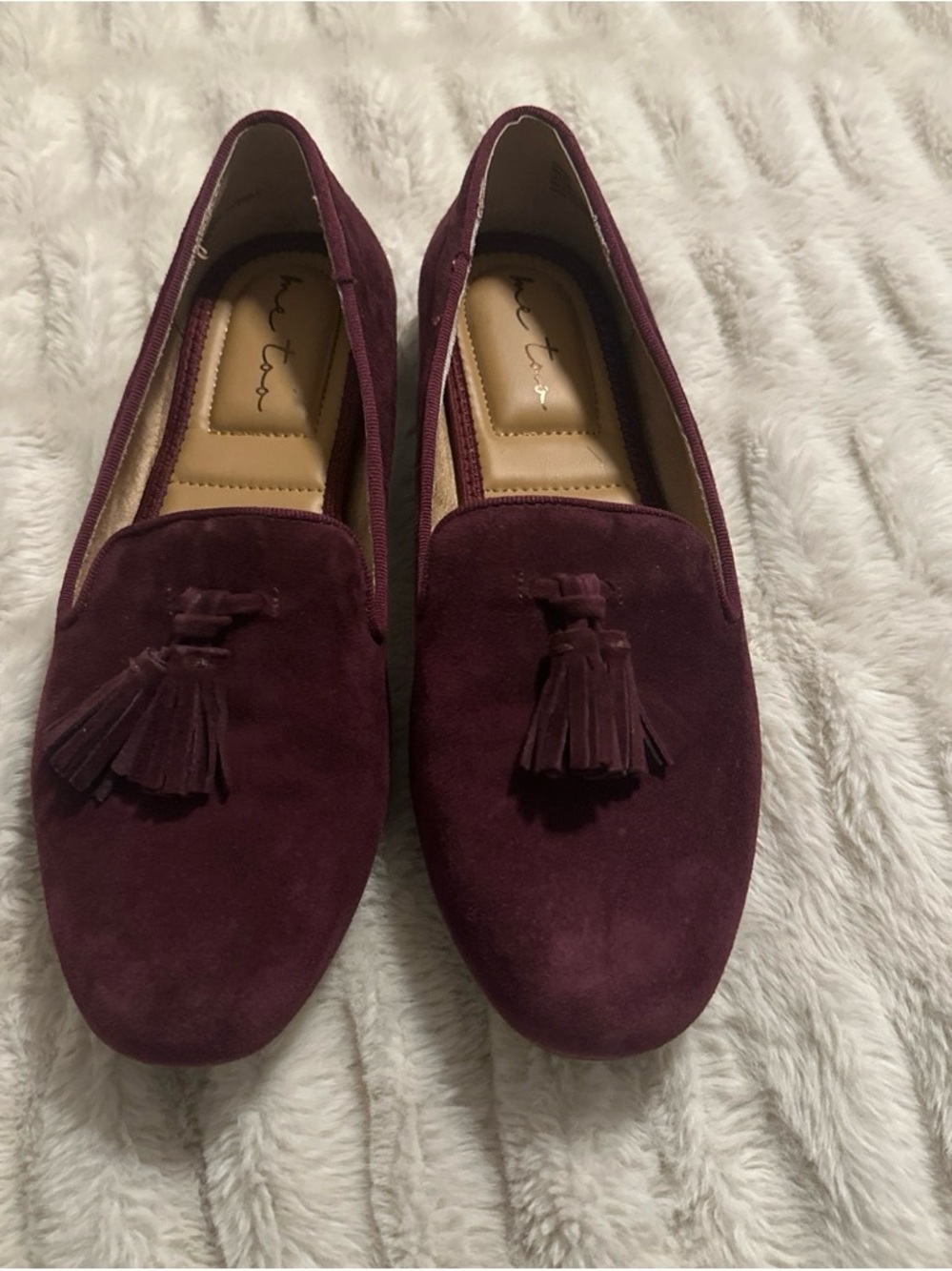 me too Burgundy Suede Tassel Loafers
